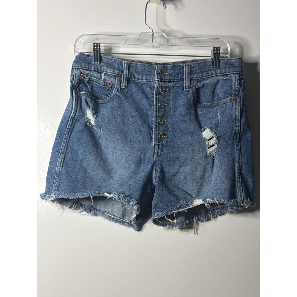 Gap Denim Womens Blue Distressed Button Fly Raw Hem Jean Shorts Size 8/29